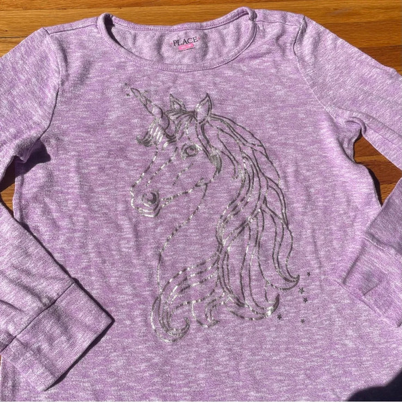 4/$25 The Children’s Place Purple Unicorn Long Sleeve Top Size 16 XXL - Picture 3 of 9